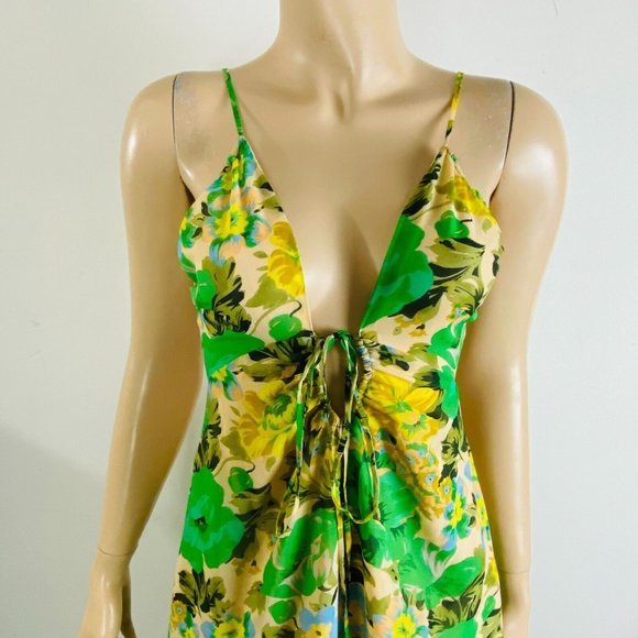 Astr Dress Aneira Green Yellow Blue Floral Tiered Ruffled Women's XL Maxi Dress - Picture 5 of 16